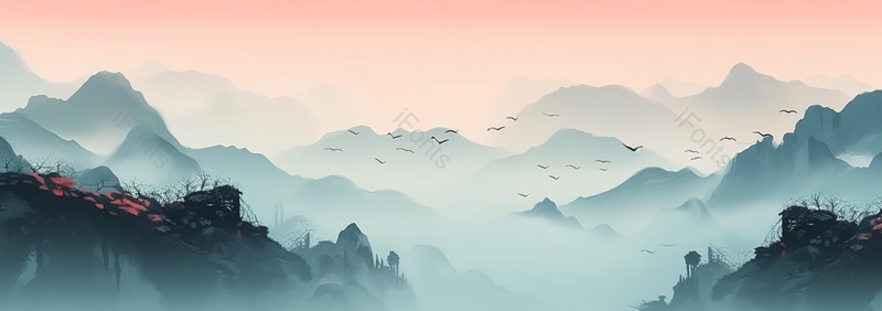新中式水墨风景淡彩画,插画/手绘图,插画/手绘图库,插画/手绘图下载,插画/手绘